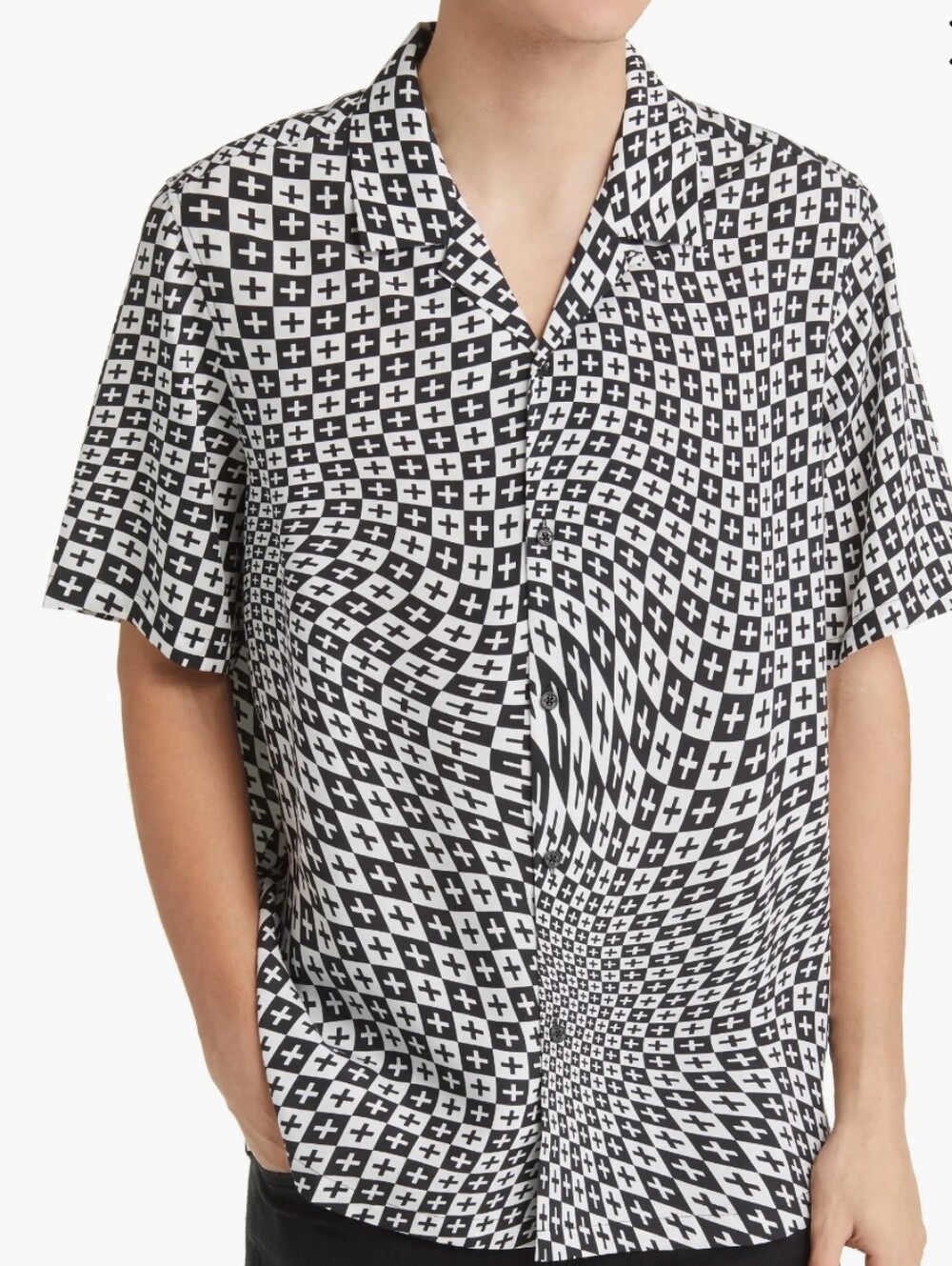 KSUBI Check Out Resort Short Sleeve Button-Up Shirt In Black White Size S NWT'S
